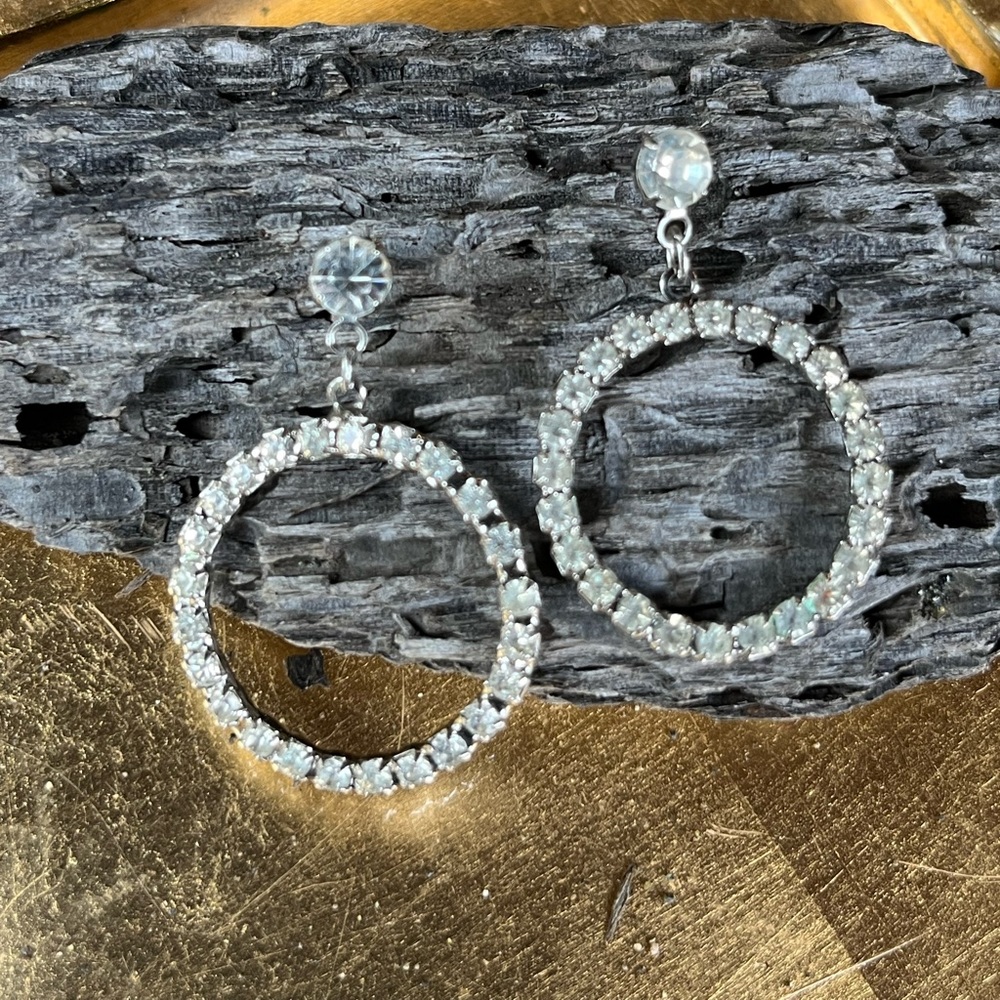 Dangle Drop Hoop Earrings Rhinestone